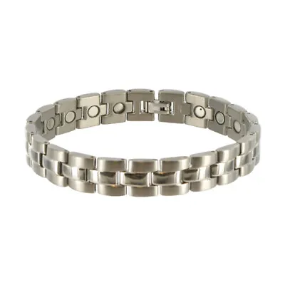Magnetic Therapy Men's Titanium Silver Tone Finish 8.5 Inch Link Bracelet • $39.99