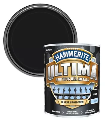 Hammerite Ultima Smooth Black Metal Paint - 750ml • £23.99