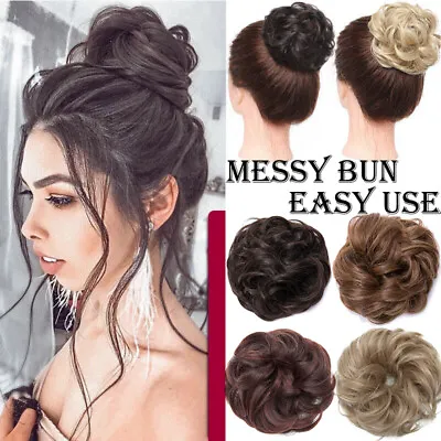£9.29 • Buy Curly Messy Bun Hair Piece Scrunchie Updo Cover Hair Extensions Real As Human UK
