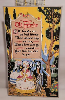 Antique Morris & Bendien  Lithograph Print Poem  Old Friends  • $19.95