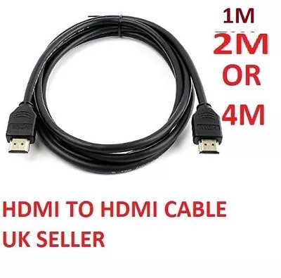 Premium HDMI To HDMI High Speed Lead Cable 3D LCD HDTV Video Xbox 1080p 2M OR 4M • £2.99