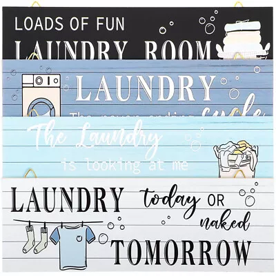 4pcs Laundry Room Wall Plaque Wooden Sign Farmhouse Rustic Wall Art-QP • £18.75