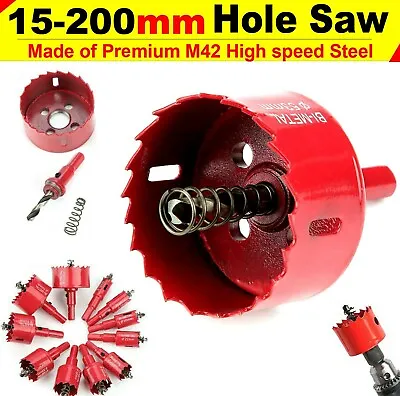 Bi Metal Hole Saw 15 Mm-200 Mm Drill Bit Arbor Pilot Hole Saw Metal Wood Plastic • £3.99