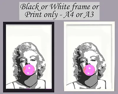 £4.95 • Buy Print Marilyn Monroe Quote Bubblegum Wall Art Framed Picture Poster Film A3 A4
