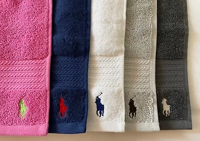 Polo RALPH LAUREN Towel Wash Towel Polo Player 13x13 Inch Pink Grey Blue White • £12.38