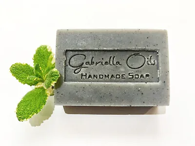All Natural Peppermint & Pumice Soap. With A Touch Of Charcoal. Handmade Organic • £4.50