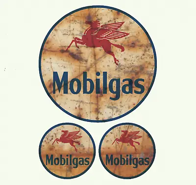 Rusty Mobilgas Mobil Gas Oil Vintage Vinyl Decal Sticker 3 For 1 - Choose Size • $4.99