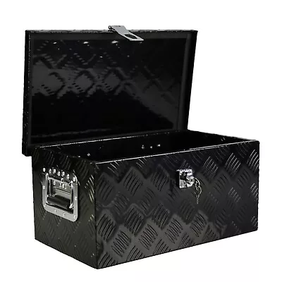 20In Aluminum Tool Box Tool Storage Bin With Lock Side Handle And Keys Black • $101