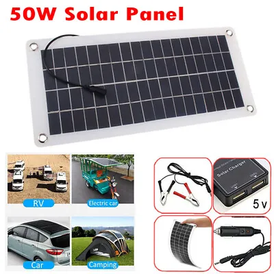 50W Solar Panel 12 Volt Trickle Battery Charger No Controller For Car Van Boat • £16.99