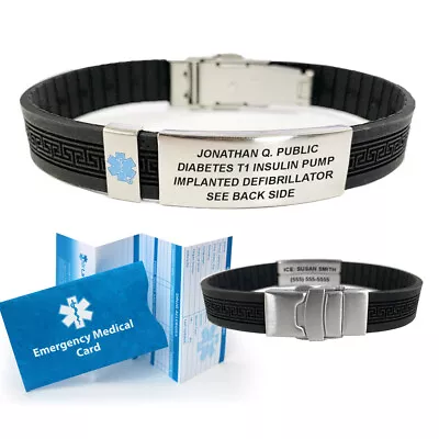 UltraSlim Designer Medical ID Bracelet. Incl. 6 Lines Custom Engraved • $42.95