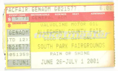 Vintage 2001 Allegheny County Fair Concert Ticket Stub Pittsburgh PA Monkees • $7.99