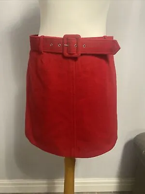 £20.09 • Buy Charlotte Halton Red 80% Wool Skirt With Matching Wool Belt UK 12 /EU 38 New