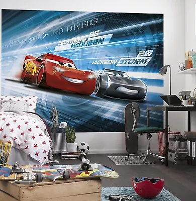 Paper Photo Wallpaper Boys Bedroom 100x72 Inch Lightning Mcqueen Disney Mural • £43.99