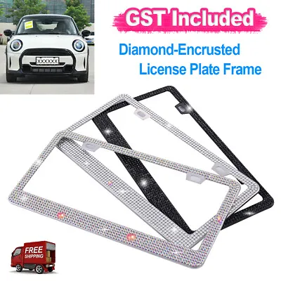 1/2pcs Personalised Crystal Car License Number Plate Frame Sparkling Rhinestone • $14.67