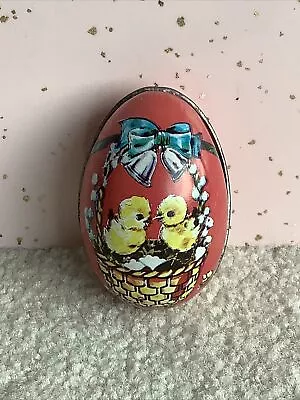Vintage Murray-Allen Lithograph Metal Easter Egg TIn Easter Basket - Baby Chicks • $6.50