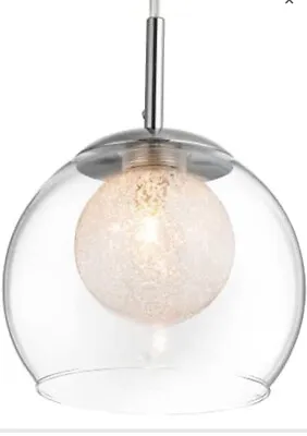 Pendant Light For Kitchen Island Fixture Mid Century Modern Chrome Glass Globe • $66