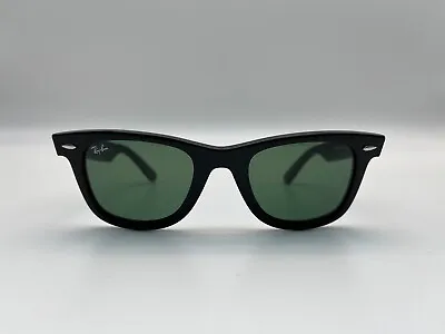 Original Ray-Ban Wayfarer RB2140 50mm Green Lenses Gloss Black Frame Sunglasses • $62