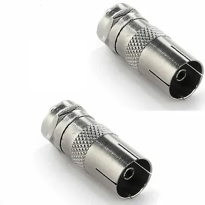 2 X FEMALE COAX SOCKET To F TYPE MALE PLUG TV Aerial Sky Connector Adapter • £2.15