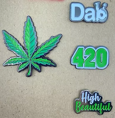 Cannabis Set Of 4 Enamel Pin Pack Lapel Bag New Leaf 420 Dab High Beautiful Pot • $22.99