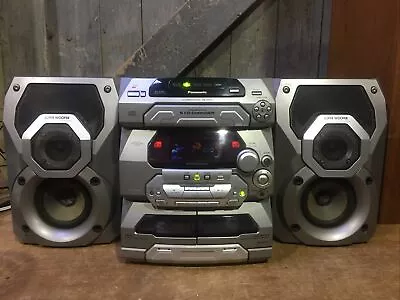 Panasonic SA-AK27 Stereo System 5 CD Disc Changer Bi Wire Speakers No Remote • £70