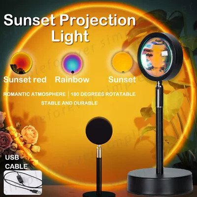 $5.95 • Buy LED Sunset Atmosphere Gift Projector Sun Rainbow USB Night Light Lamp Room Decor
