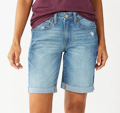 NWT Women's Sonoma High Waist 9  Bermuda Jean Shorts Size 8 • $13.45