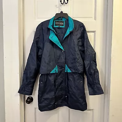 Vintage Forecaster Of Boston Jacket Womens Small S Rain Coat Outdoor Navy Blue • $19.99