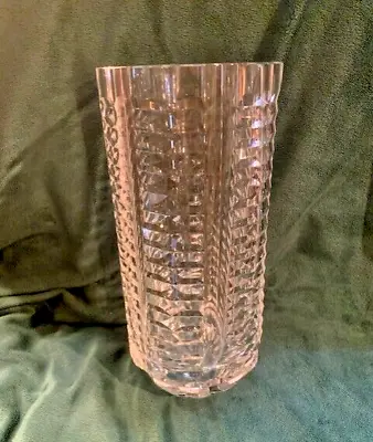 Large Waterford Horizontal Cut Crystal Cylinder Vase - 10  Tall • $52