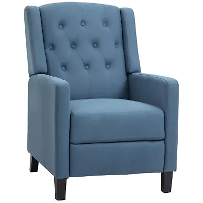 HOMCOM Button Tufted Microfibre Cloth Recliner Armchair For Living Room Blue • £146.99