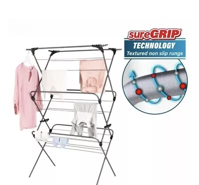 Minky Premium Sure Grip Extra Wide Long Dry 3 Tier Clothes Airer New Collect B13 • £35