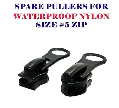 £2.19 • Buy Black Spare Puller For WATERPROOF Nylon Zip #5 Slider Runner Water Repellent UK