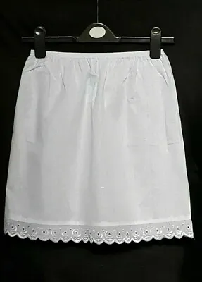 New Mini Cotton Half Slips Size 10-12 Black White 16  Length Underskirt Petticoa • £7.99