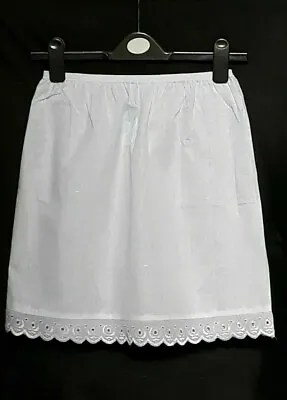 New Mini Cotton Half Slips Uk Size 18-20 / Xxl Black White 16  Length Underskirt • £8.99