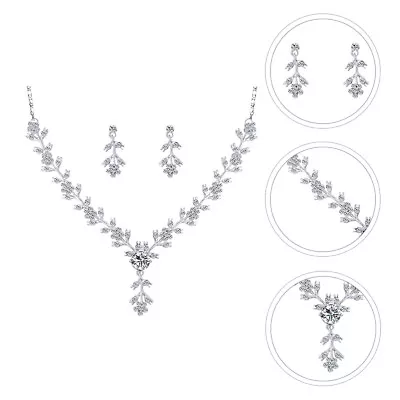  Jewelry Gift. Rhinestone Crystal Choker Necklace Earrings Wedding Girl • $8.79