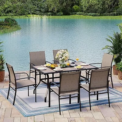 7PCS Outdoor Dining Set Patio Table & Chairs Set W/ Umbrella Hole For 6 Person • $499.99