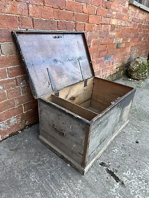 Antique Chest Vintage Wooden Storage Trunk Blanket Box Coffee Table • £65