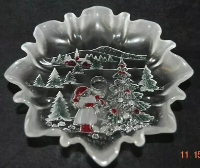 Mikasa Holiday Christmas Tree Footed Frosted Bon Bon Dish 9.5  Made In Germany  • $12.99