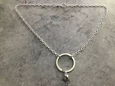 24/7 Day Collar Steel O Ring & Bell BDSM  Necklace Sub Slave Pet Owned 18  • £8