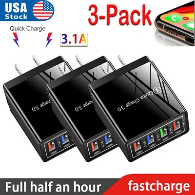 3Pack 4 Port Fast Quick QC 3.0 USB Hub Wall Charger Power Charge Adapter US Plug • $7.99