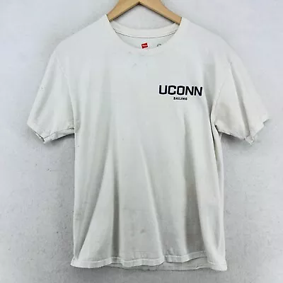 UCONN Shirt Mens M UNIVERSITY OF CONNECTICUT Sailing Team Cotton Jersey White • $10.49