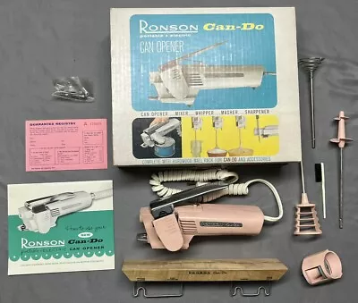 Vintage Ronson Can-Do Portable Electric Can Opener With Attachments & Box Works • $59