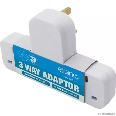 3 Way Adaptor Plug Socket Multi 3 Pin Converter 13 Amp Uk Safety Fuse • £6.45