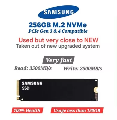 256GB Samsung Gen 4 SSD  M.2 NVMe High Performance SSD 100% Health  • £16.99