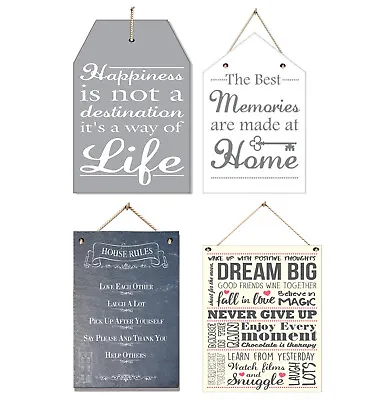 £3.99 • Buy Wall Plaque Signs Wooden Slate Hanging Positive Thoughts Housewarming Gifts