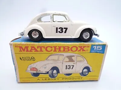 $7.93 • Buy VINTAGE MATCHBOX LESNEY No.15d VOLKSWAGEN BEETLE RALLY CAR IN ORIGINAL BOX 1968