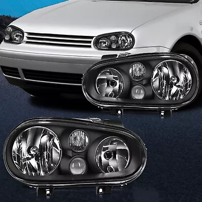 $89.40 • Buy Headlights Assembly Fits 1999-2006 Volkswagen VW Golf Cabrio Black Housing Lamps