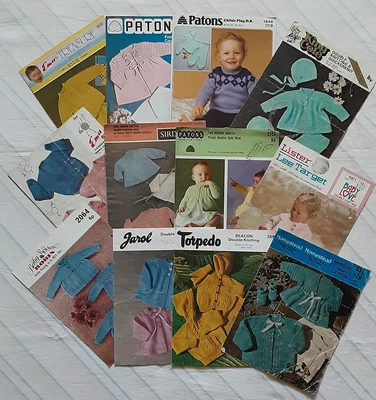£5 • Buy VINTAGE BABY DK KNITTING PATTERNS X 12 Emu,Patons, Jarol, Lister, King Cole (1)