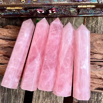 Rose Quartz Healing Crystal Witchy Wand Reiki Tower Point Obelisk Ornament Gifts • $15.50