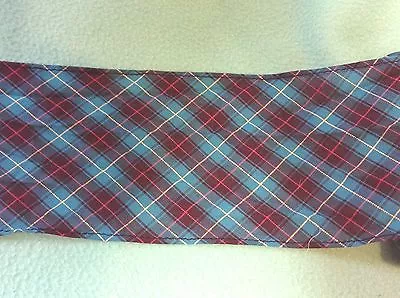 Vintage Plaid Turquoise Blue Cotton Blend Trim   3 1/4 Inches Wide  2 Yards • $2