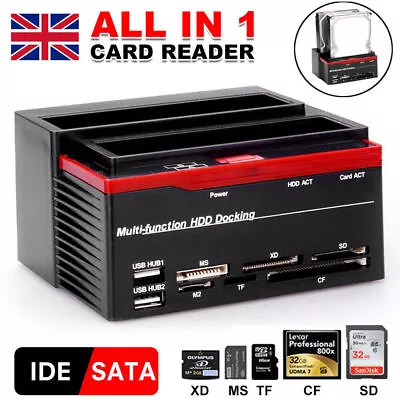 IDE SATA HDD Docking Station USB 2.0 Hard Drive Enclosure 2.5/3.5  Case Box Base • £23.49